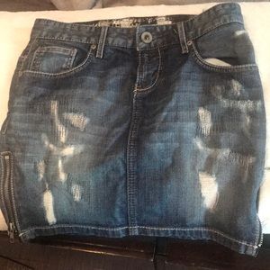 Guess mini  distressed jean skirt